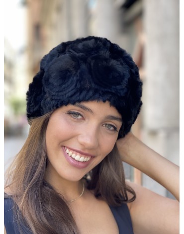 Gorro Rex rosas negro